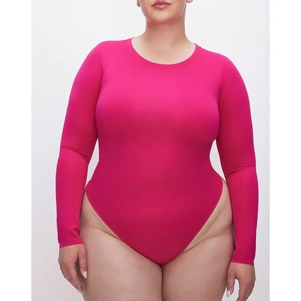 Good American Scuba Crew Neck Long Sleeve Bodysuit | 2XL, Pink NEW $95 - Picture 1 of 4